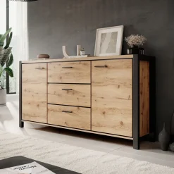 Acapulco - Dressoir - Eiken/zwart - 180x41x91 cm