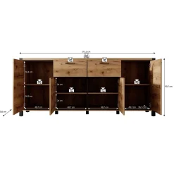 Acapulco - Dressoir - Eiken/zwart - 213x41x91 cm