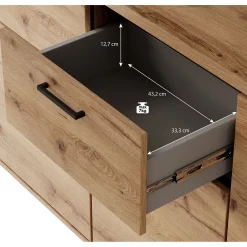 Acapulco - Dressoir - Eiken/zwart - 213x41x91 cm