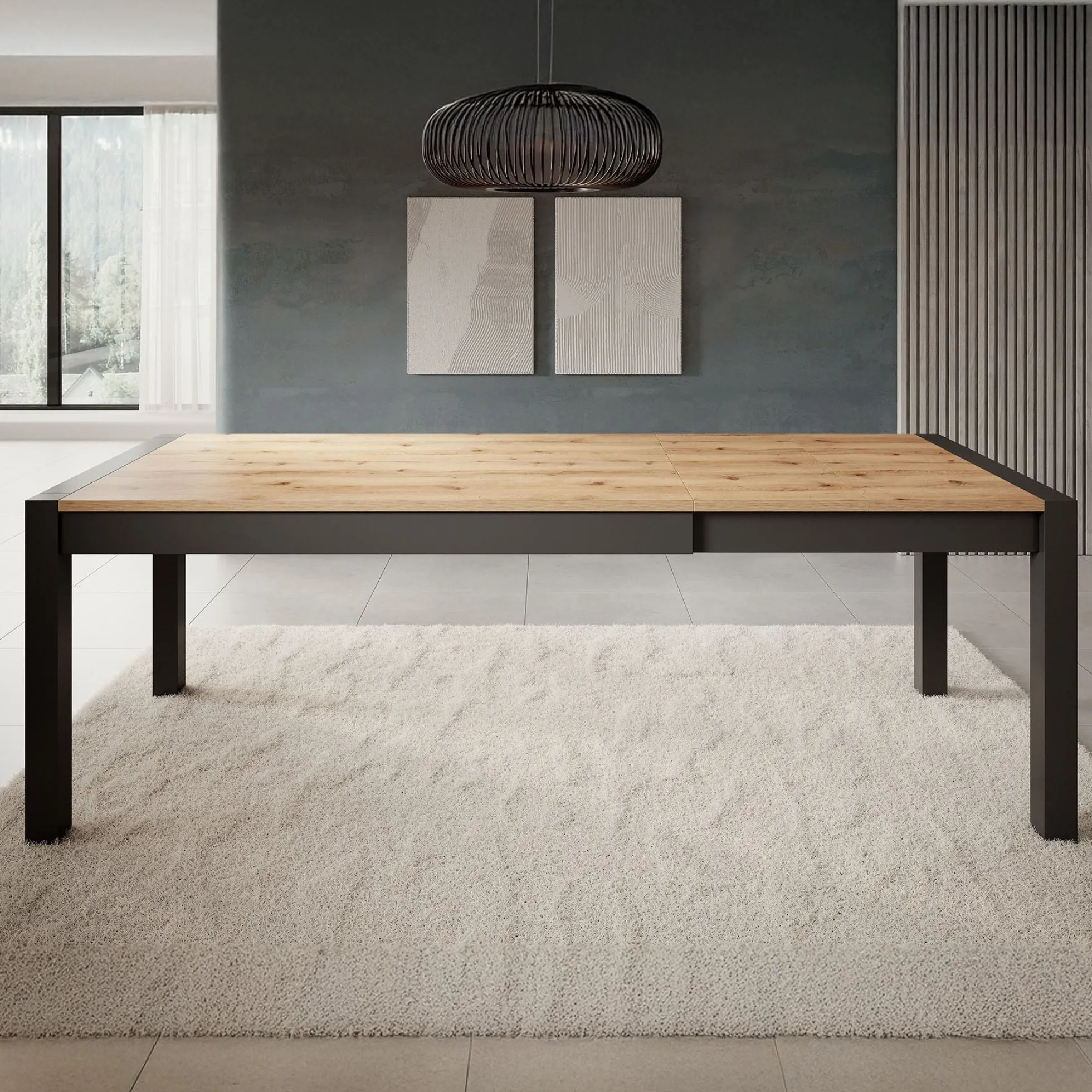 Acapulco - Eetkamertafel - Eiken/zwart - 160x90x79 cm