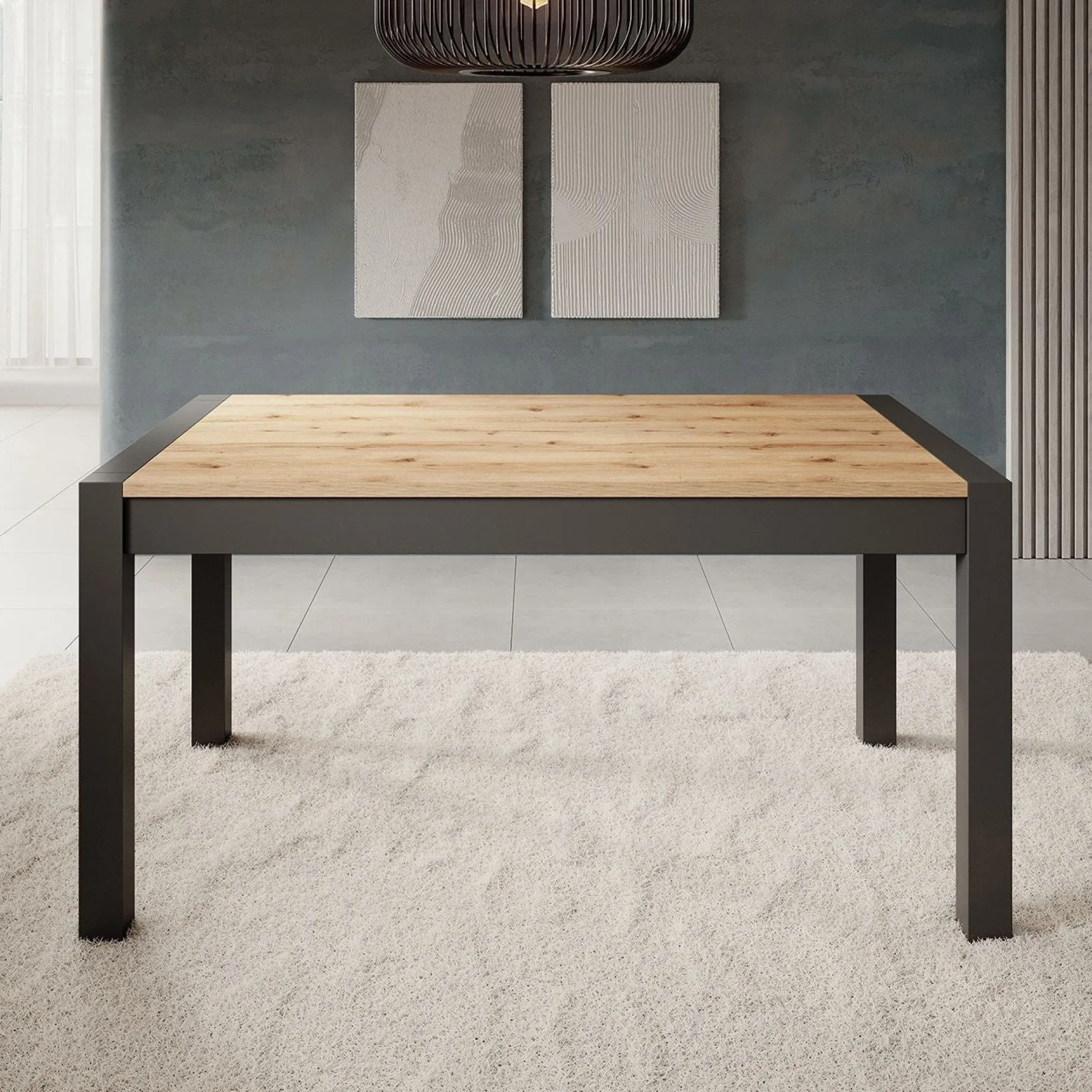 Acapulco - Eetkamertafel - Eiken/zwart - 160x90x79 cm
