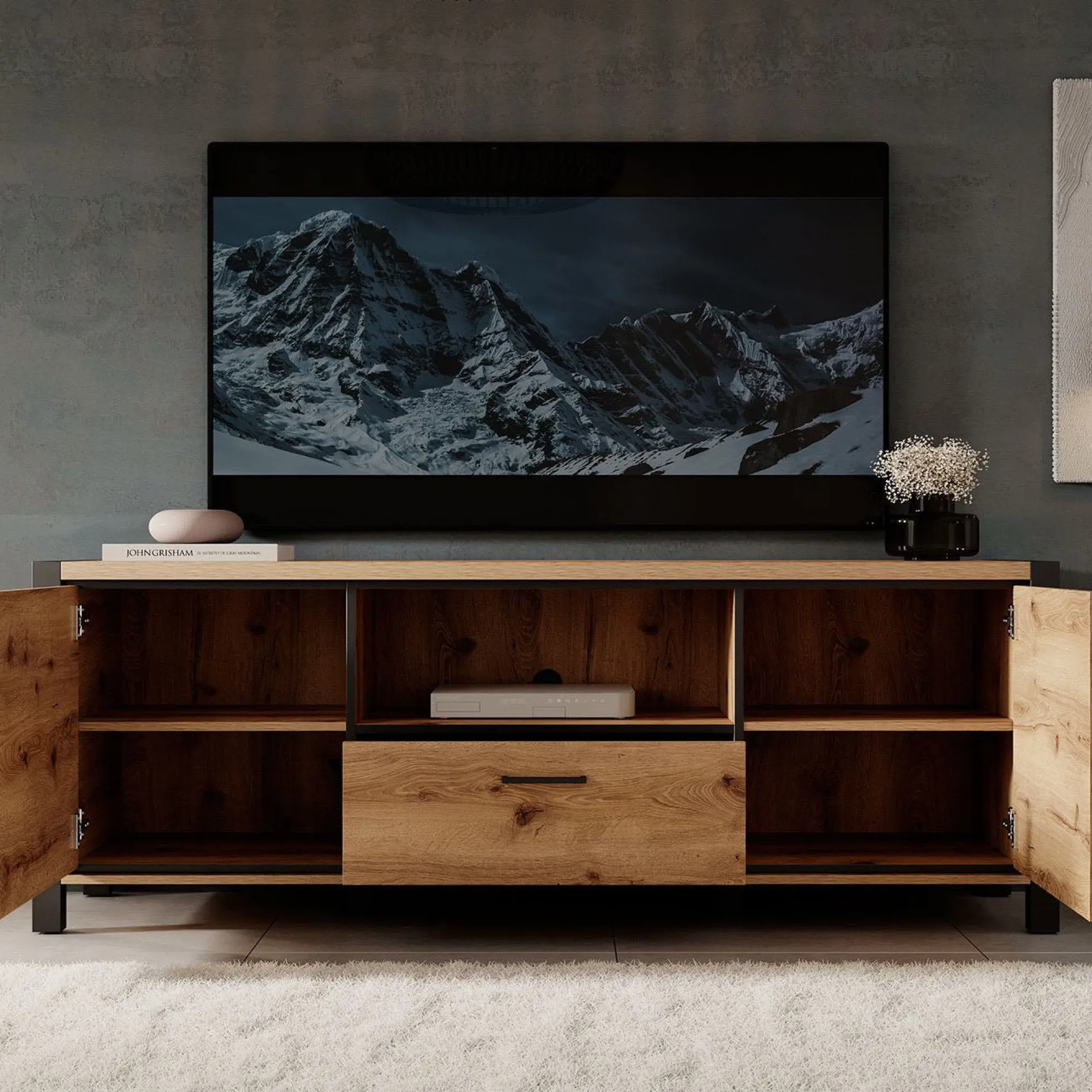 Acapulco - TV-Meubel - Eiken/zwart - 180 cm