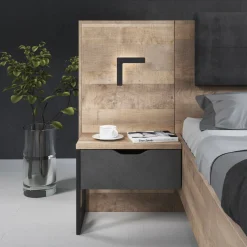 Acasia - Nachtkastje set van 2 - Grijs/eiken - 52x37x100 cm