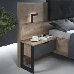Acasia - Nachtkastje set van 2 - Grijs/eiken - 52x37x100 cm
