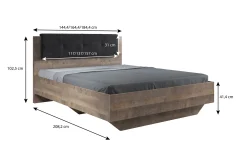 Acasia - Tweepersoonsbed - Grijs/Eiken - 160x200 cm