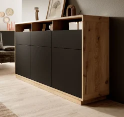 Acuna - Dressoir - Zwart/eiken - 180x40x96 cm