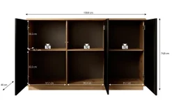 Acuna - Dressoir - Zwart/eiken - 160x40x75 cm