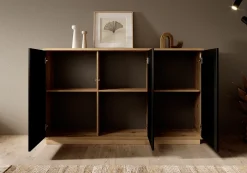 Acuna - Dressoir - Zwart/eiken - 160x40x75 cm