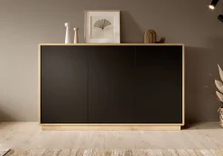 Acuna - Dressoir - Zwart/eiken - 160x40x75 cm