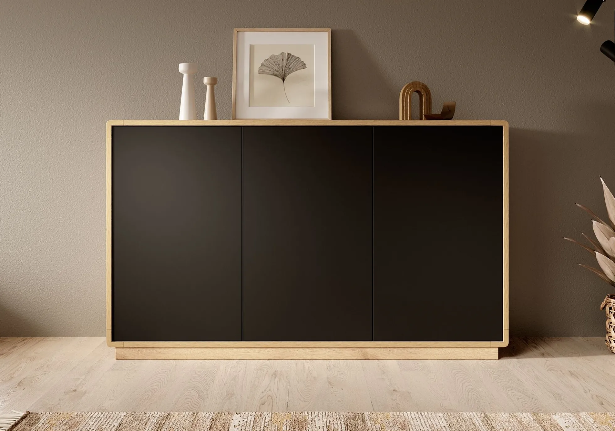 Acuna - Dressoir - Zwart/eiken - 160x40x75 cm