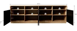 Acuna - Dressoir - Zwart/eiken - 238x40x75 cm