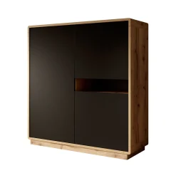 Acuna - Opbergkast met 3 deuren - Zwart/eiken - 121x40x126 cm