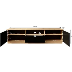 Acuna - TV-Meubel - Zwart/eiken - 180 cm