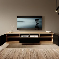 Acuna - TV-Meubel - Zwart/eiken - 200 cm