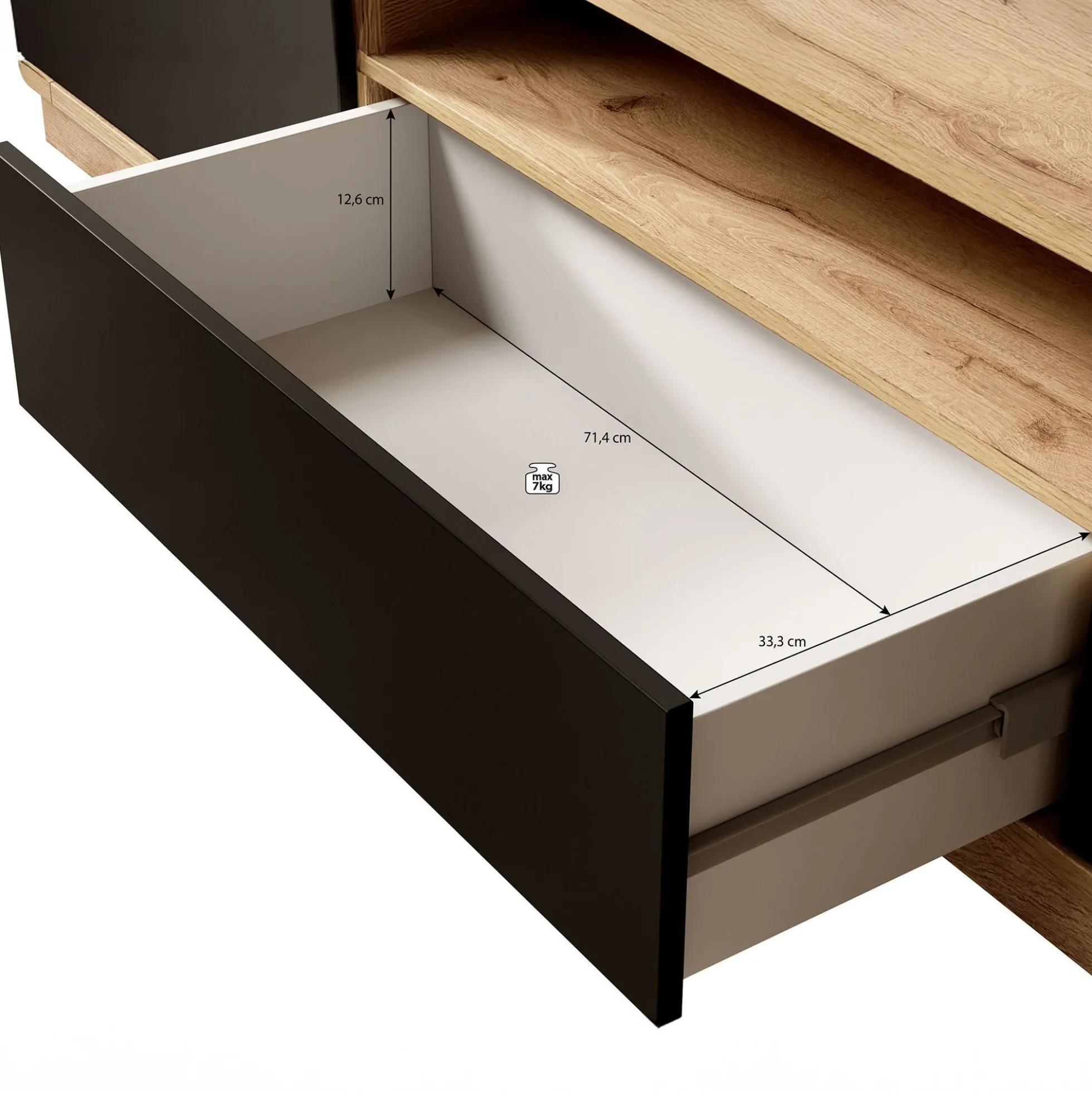 Acuna - TV-Meubel - Zwart/eiken - 200 cm