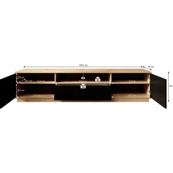Acuna - TV-Meubel - Zwart/eiken - 200 cm