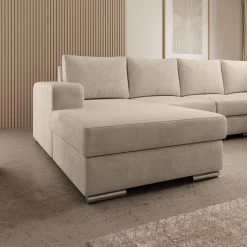 Adel - Hoekbank 5-zits met chaise longue - Velvet beige - Links