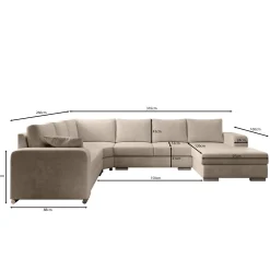 Adel - Hoekbank 5-zits met chaise longue - Velvet beige - Rechts