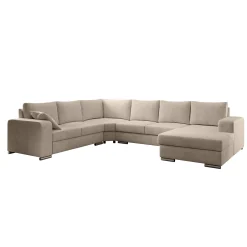 Adel - Hoekbank 5-zits met chaise longue - Velvet beige - Rechts