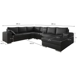 Adel - Hoekbank 5-zits met chaise longue - Stof donkergrijs - Rechts