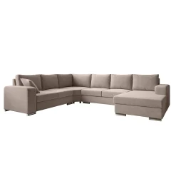 Adel - Hoekbank 5-zits met chaise longue - Stof beige - Rechts