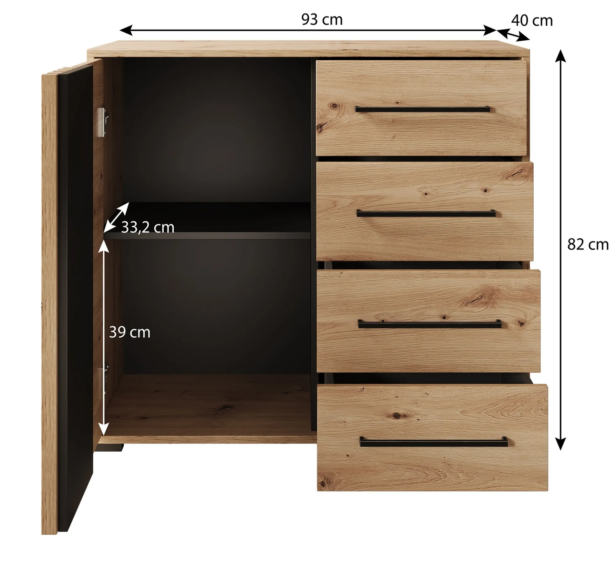 Adyson - Dressoir - Eiken - 93x40x82 cm
