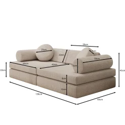 Afterglow - Speelbank - Ribstof beige - 130x65x43 cm