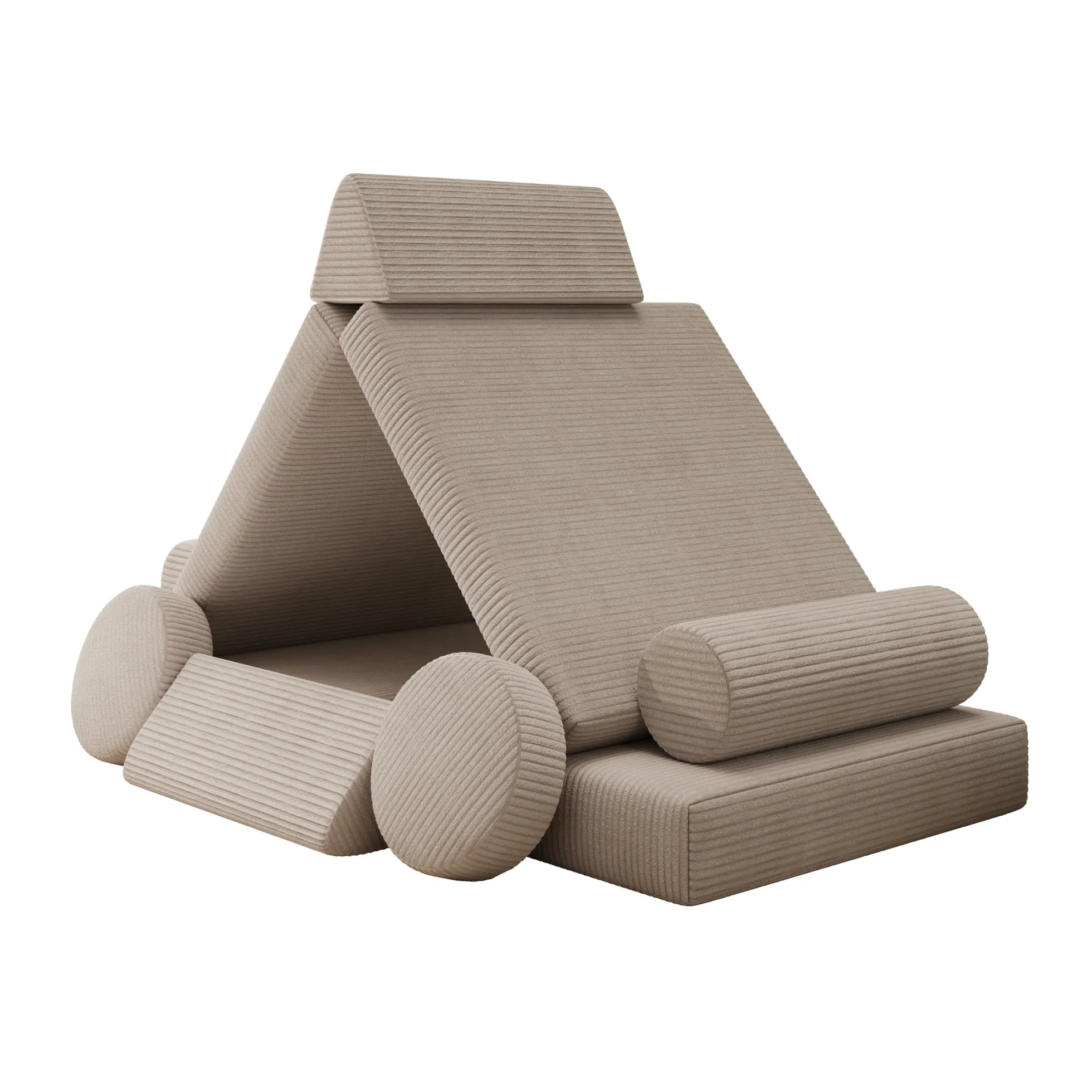 Afterglow - Speelbank - Ribstof beige - 130x65x43 cm