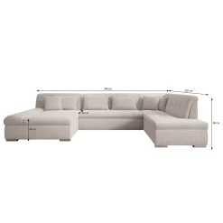 Alberta XL - Hoekbank 5-zits met slaapfunctie - Ribstof beige - Links
