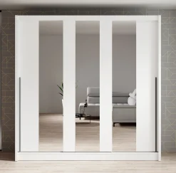Alcamo 3 - Kledingkast met schuifdeuren - Wit - 205x63x205 cm