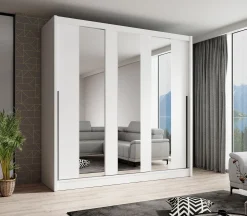 Alcamo 3 - Kledingkast met schuifdeuren - Wit - 205x63x205 cm