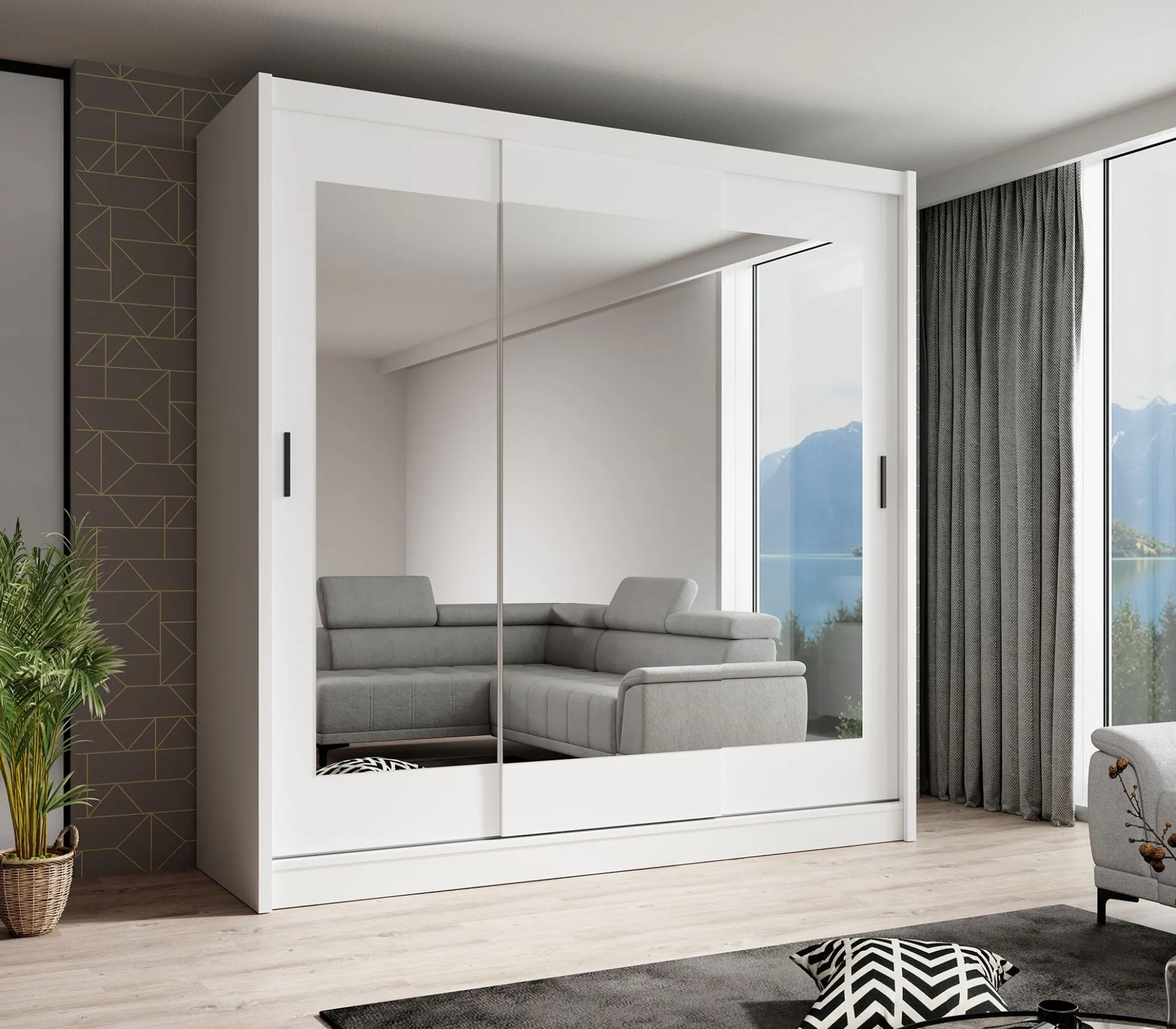 Alcamo 2 - Kledingkast met schuifdeuren - Wit - 205x63x205 cm