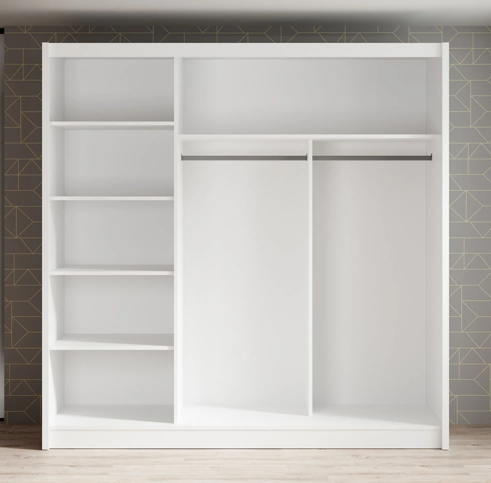 Alcamo - Kledingkast met schuifdeuren - Wit - 205x63x205 cm