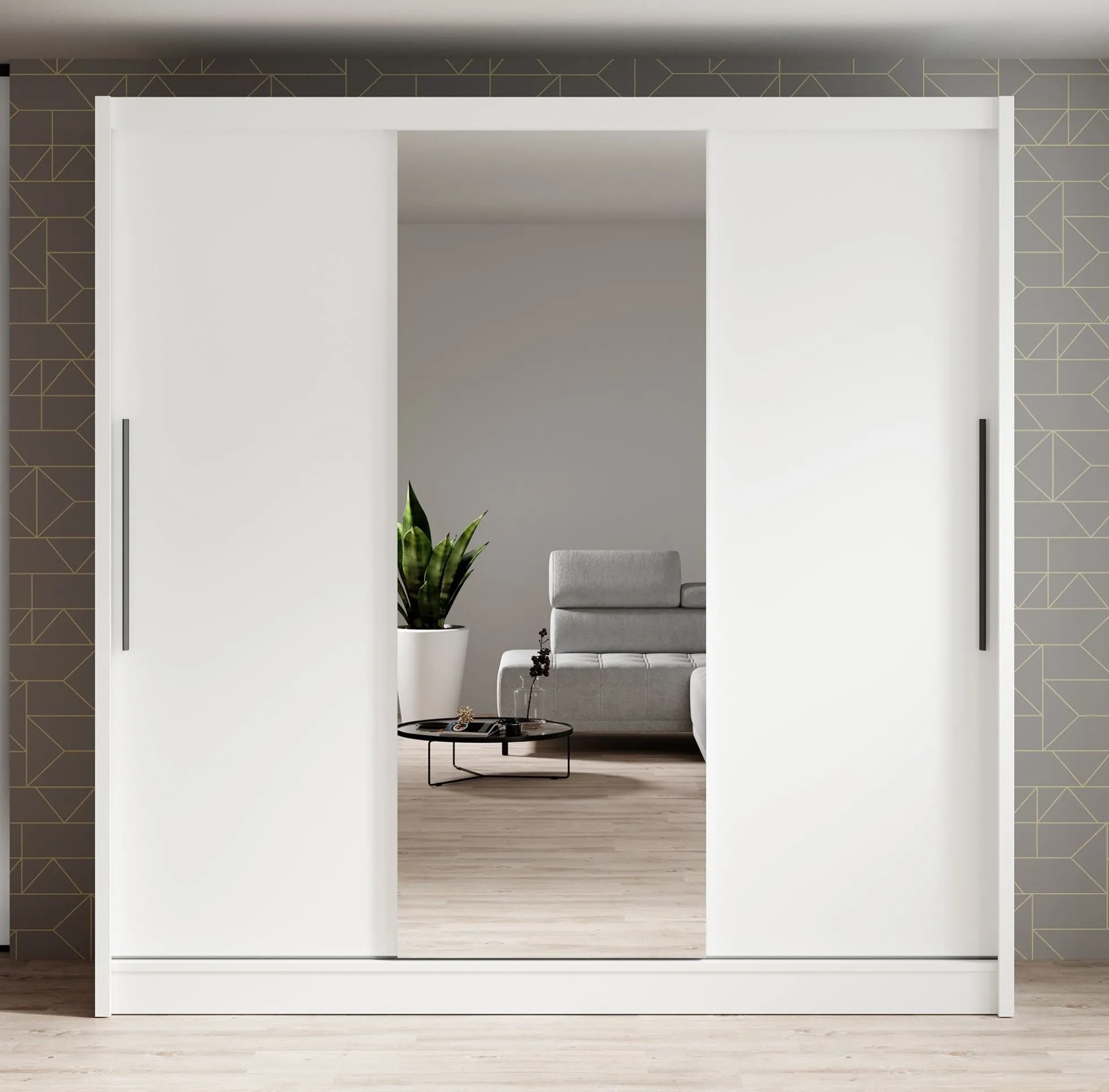 Alcamo - Kledingkast met schuifdeuren - Wit - 205x63x205 cm