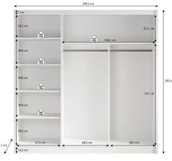 Alcamo - Kledingkast met schuifdeuren - Wit - 205x63x205 cm