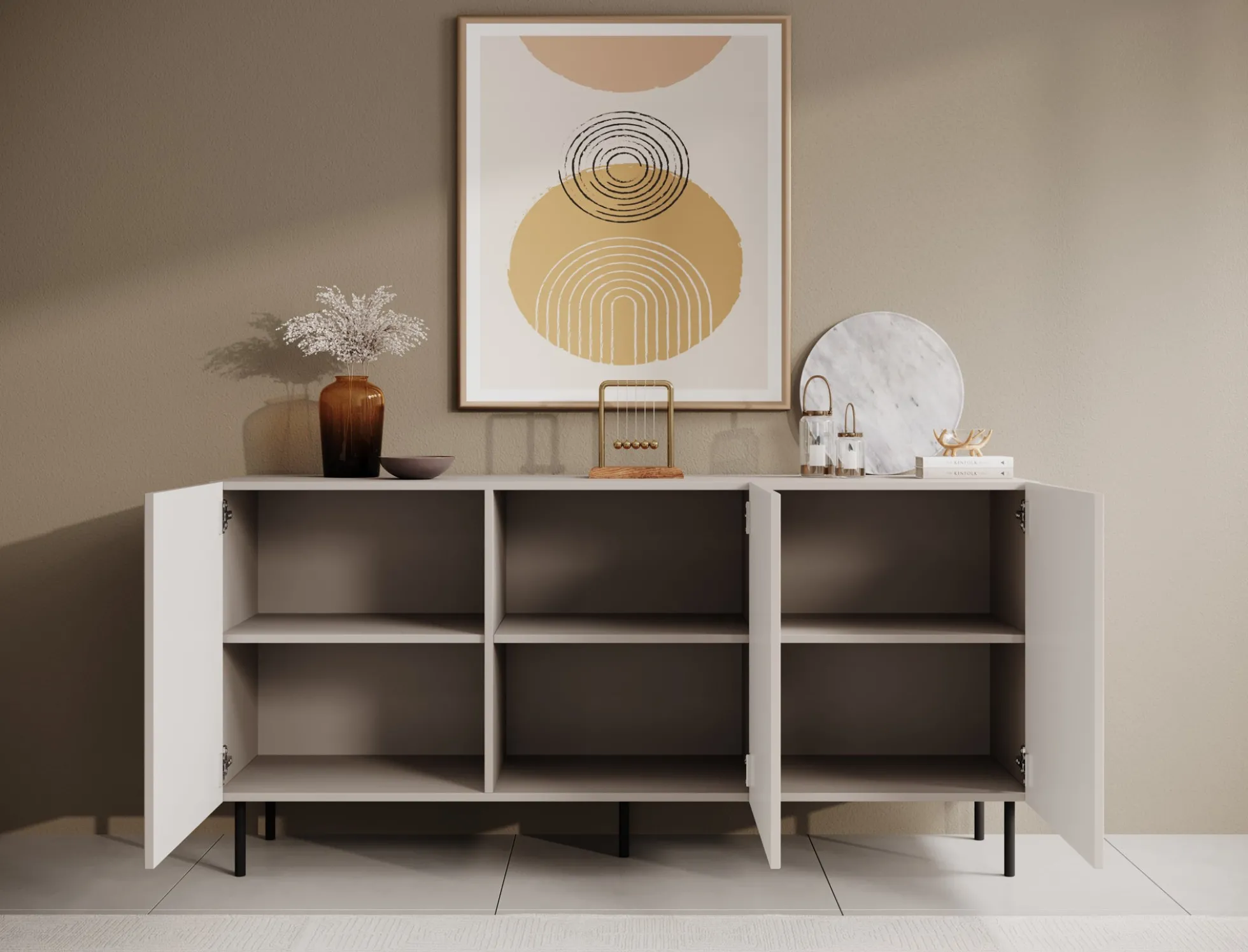 Alex - Dressoir - Beige - 156x42x76 cm