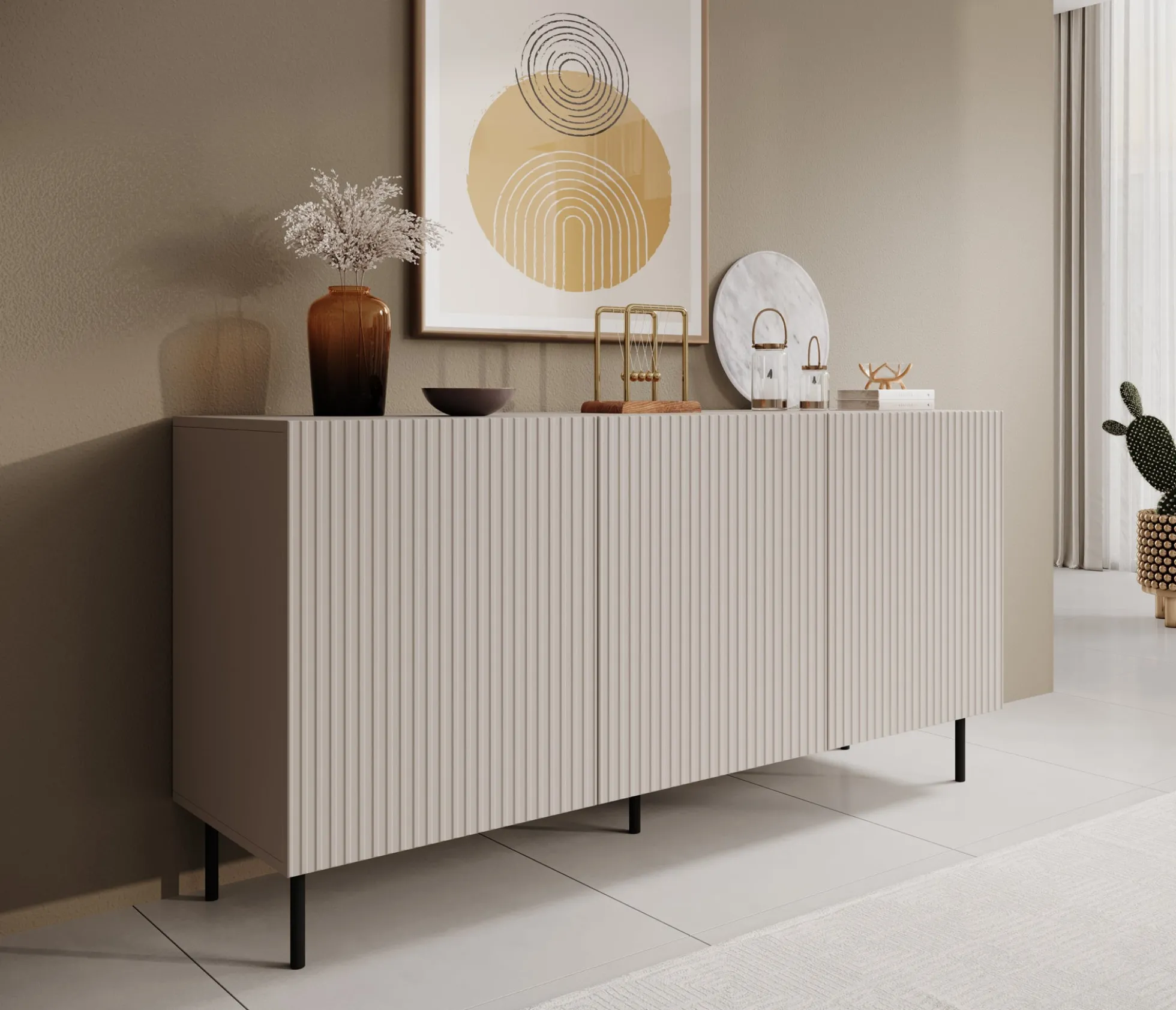 Alex - Dressoir - Beige - 156x42x76 cm