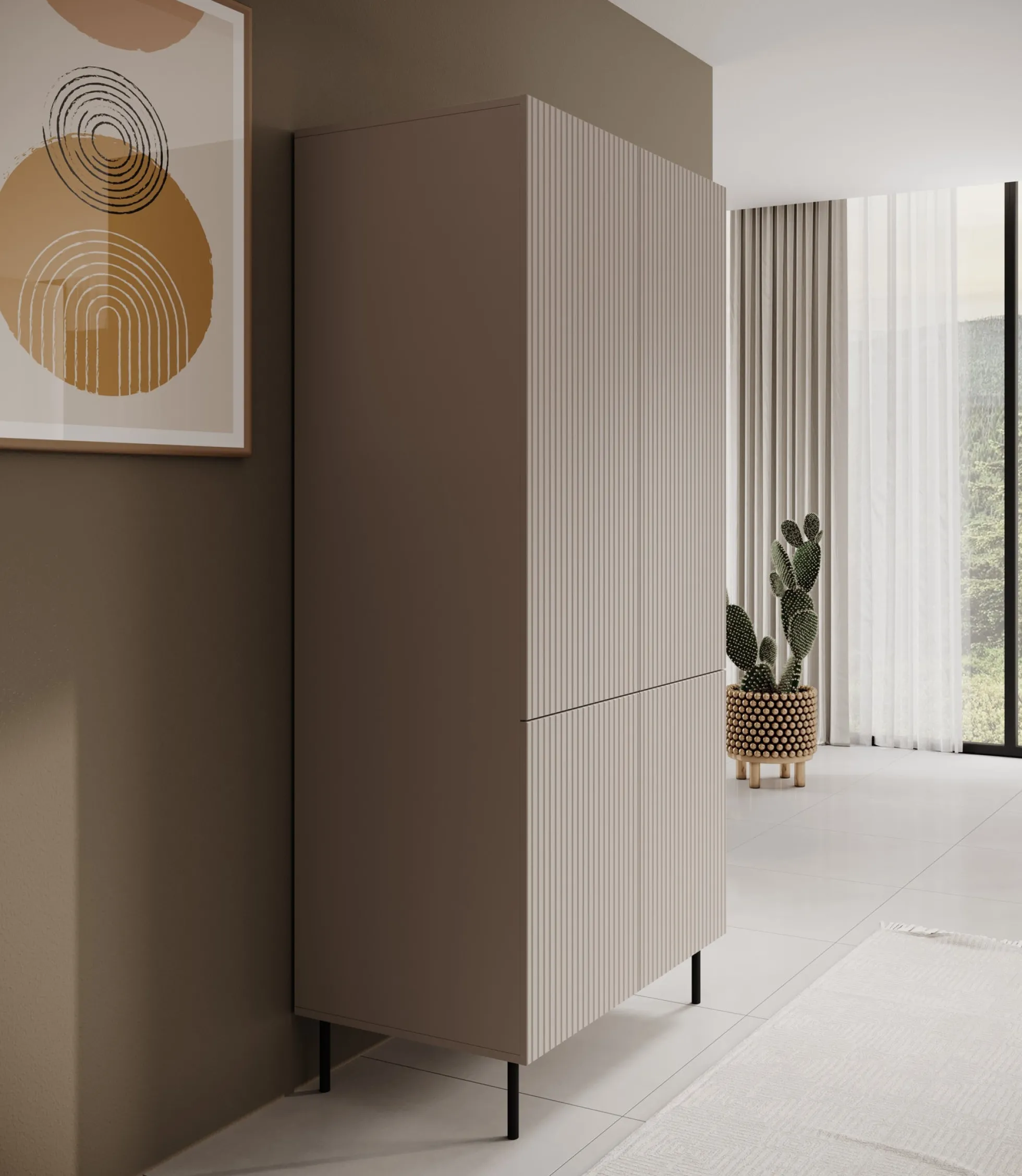 Alex - Kledingkast 4-deurs - Beige - 90x52x185 cm