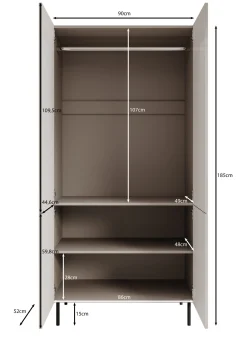 Alex - Kledingkast 4-deurs - Beige - 90x52x185 cm