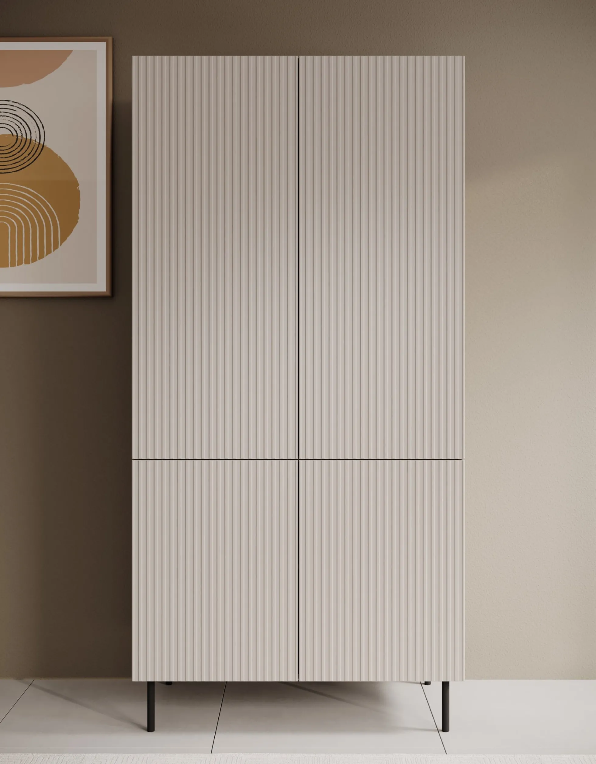 Alex - Kledingkast 4-deurs - Beige - 90x52x185 cm