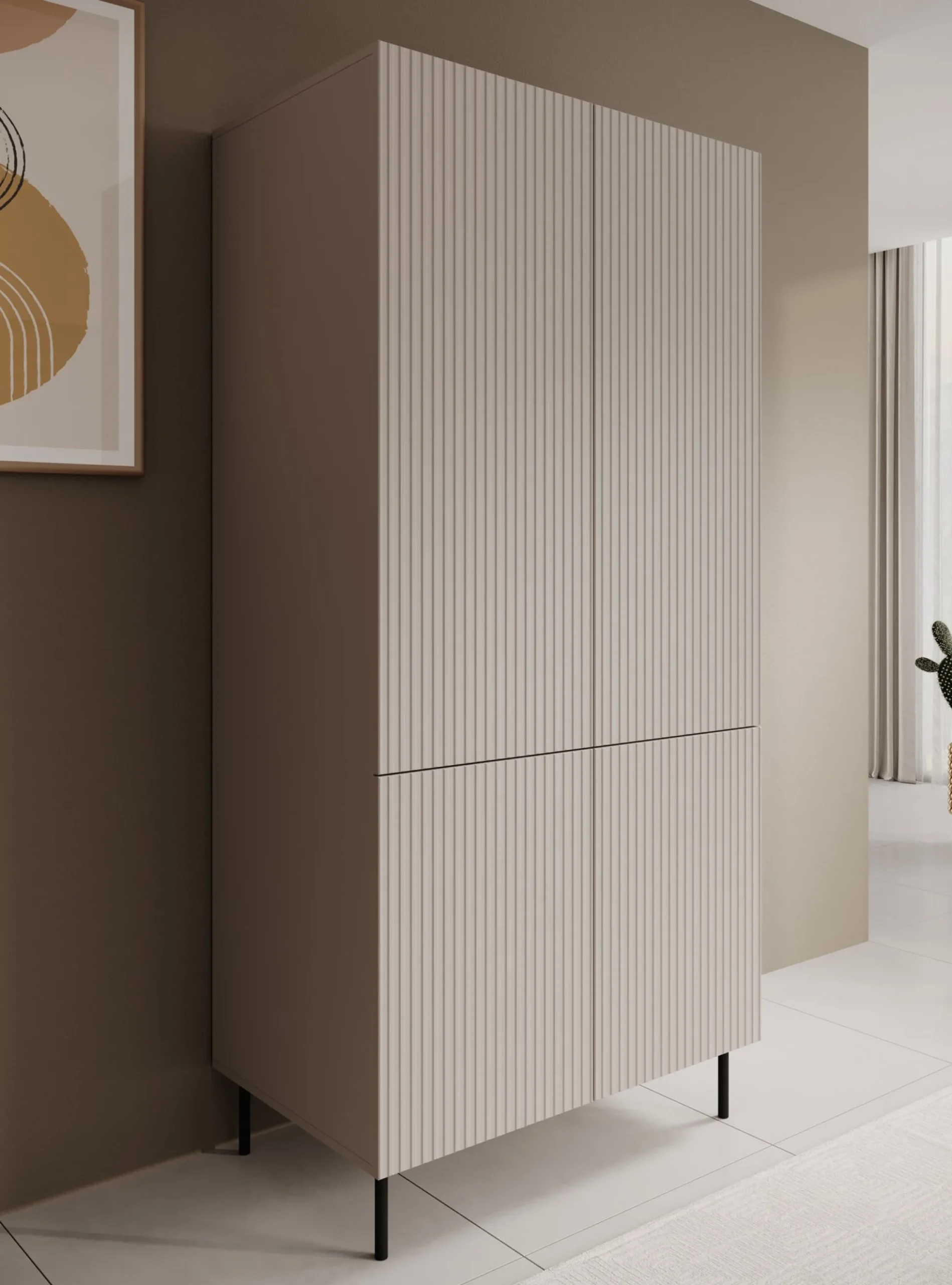 Alex - Kledingkast 4-deurs - Beige - 90x52x185 cm