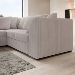 Alfort - Hoekbank 3-zits met chaise longue - Ribstof beige - Links