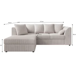 Alfort - Hoekbank 3-zits met chaise longue - Ribstof beige - Links