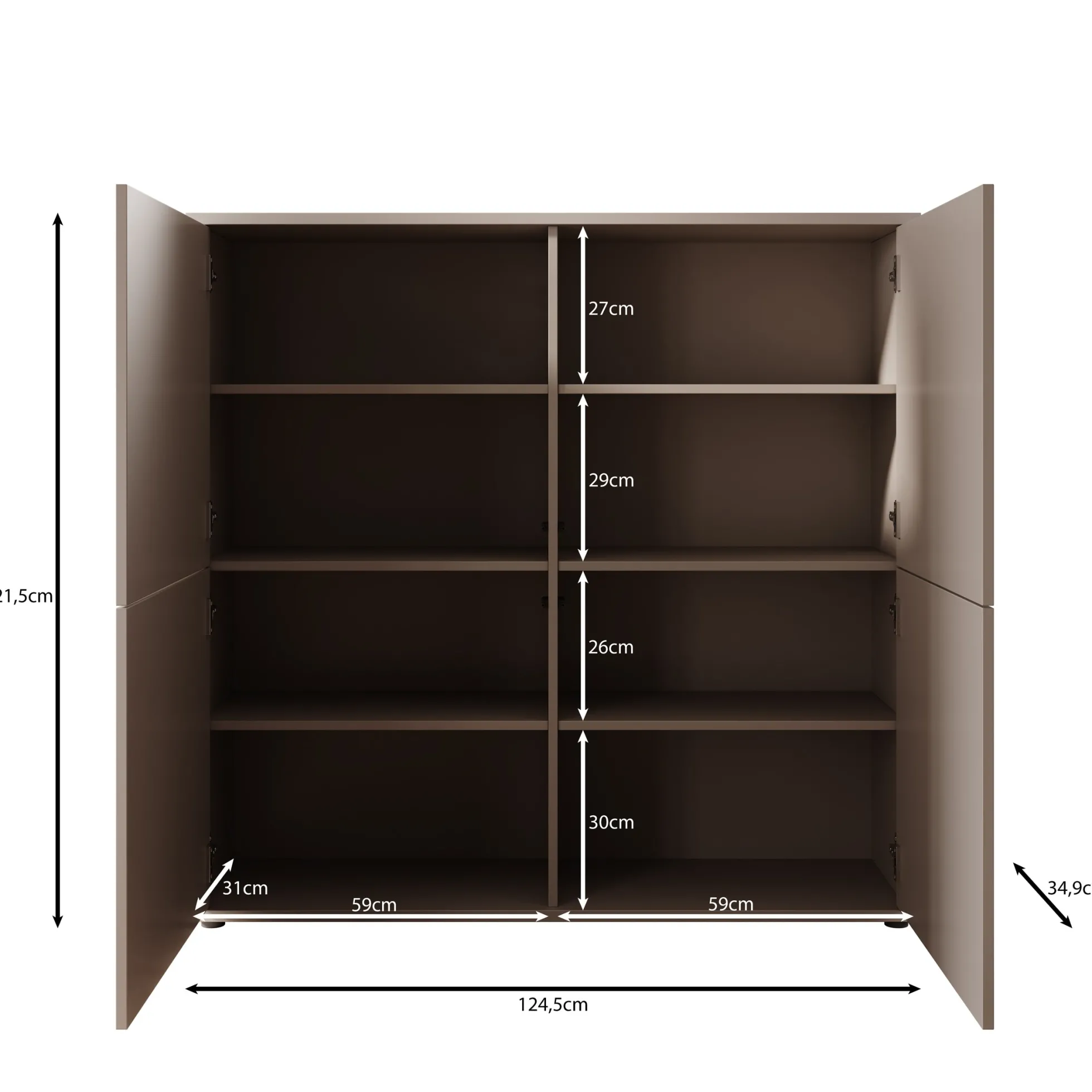 Amber - Dressoir - Beige - 125x35x122 cm