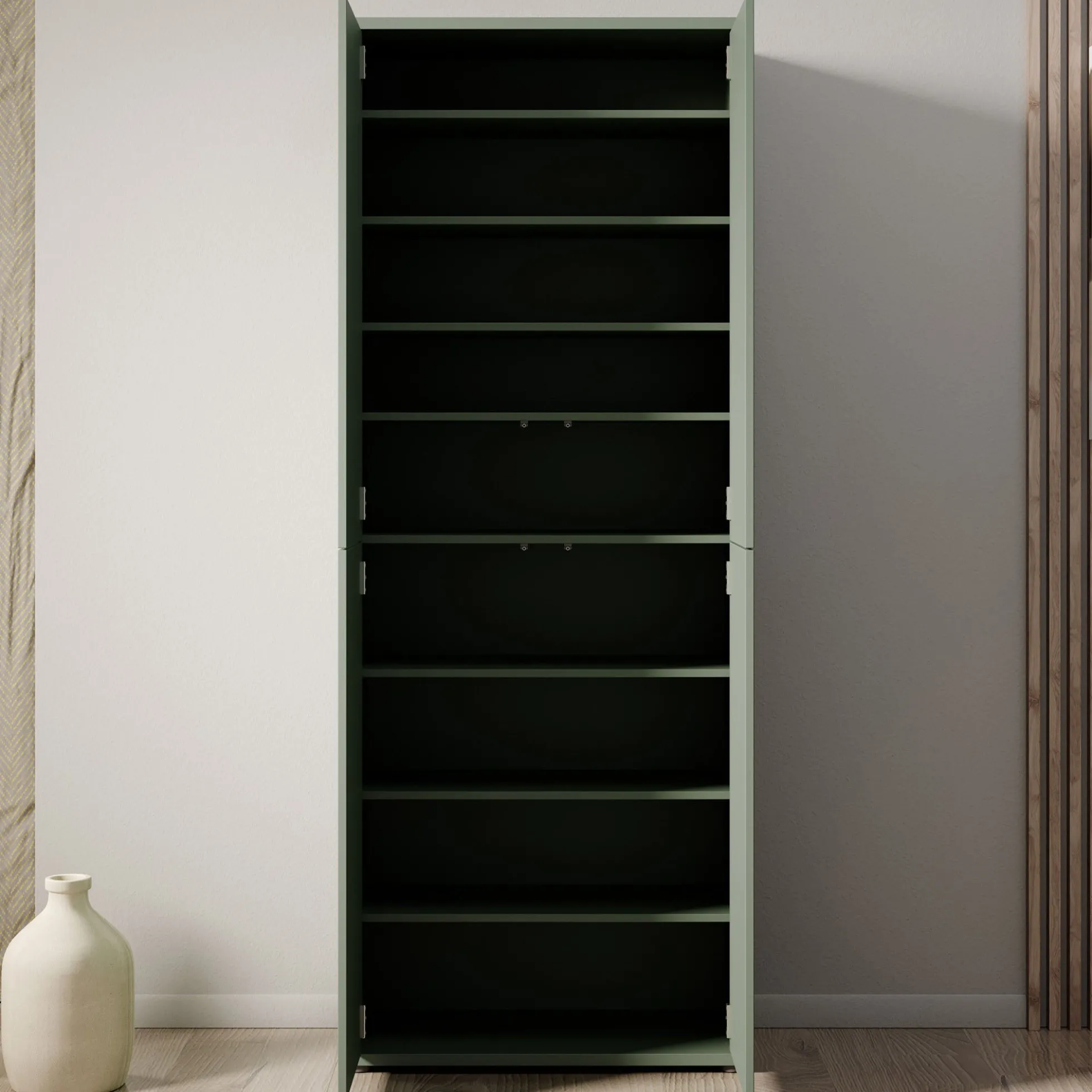 Amber - Schoenenkast 9 vakken - Groen - 75x35x192 cm