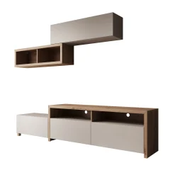 Amedeo - Wandmeubel - Beige/Eikenpatroon - 237x42x57 cm