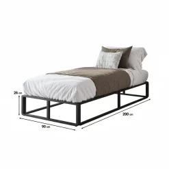 Andrea - Eenpersoonsbed - Metaal zwart - 90x200 cm