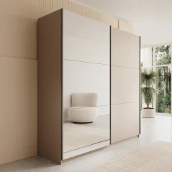 Andros - Kledingkast met schuifdeuren - Beige - 200x58x207 cm