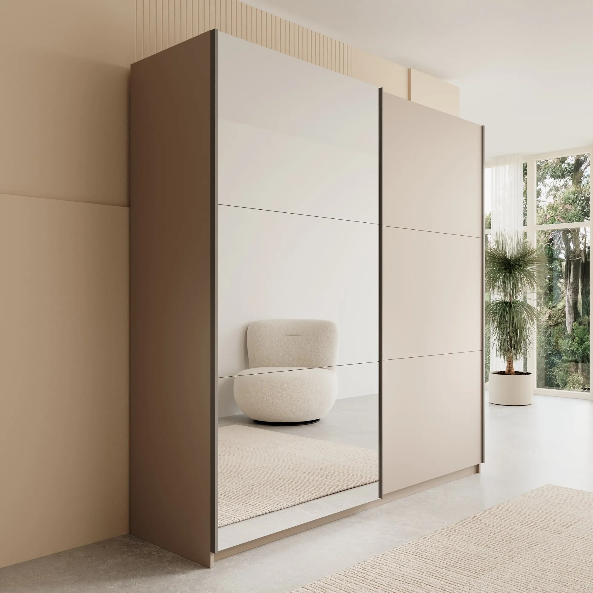 Andros - Kledingkast met schuifdeuren - Beige - 200x58x207 cm