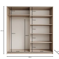 Andros - Kledingkast met schuifdeuren - Beige - 200x58x207 cm